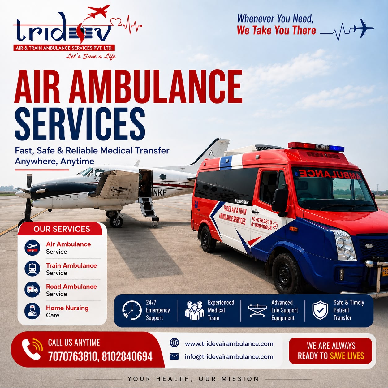 Wider Coverage Tridev Air Ambulance Services in Silchar: Most Suitable