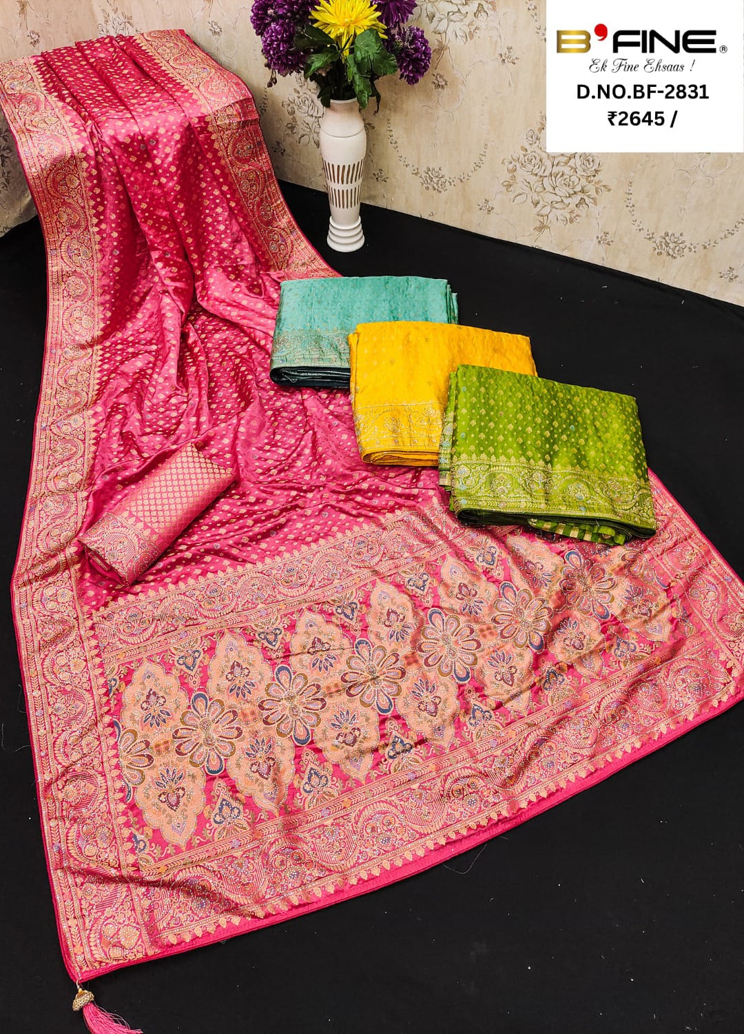 B'FINE Designer Banarasi Soft Silk Saree