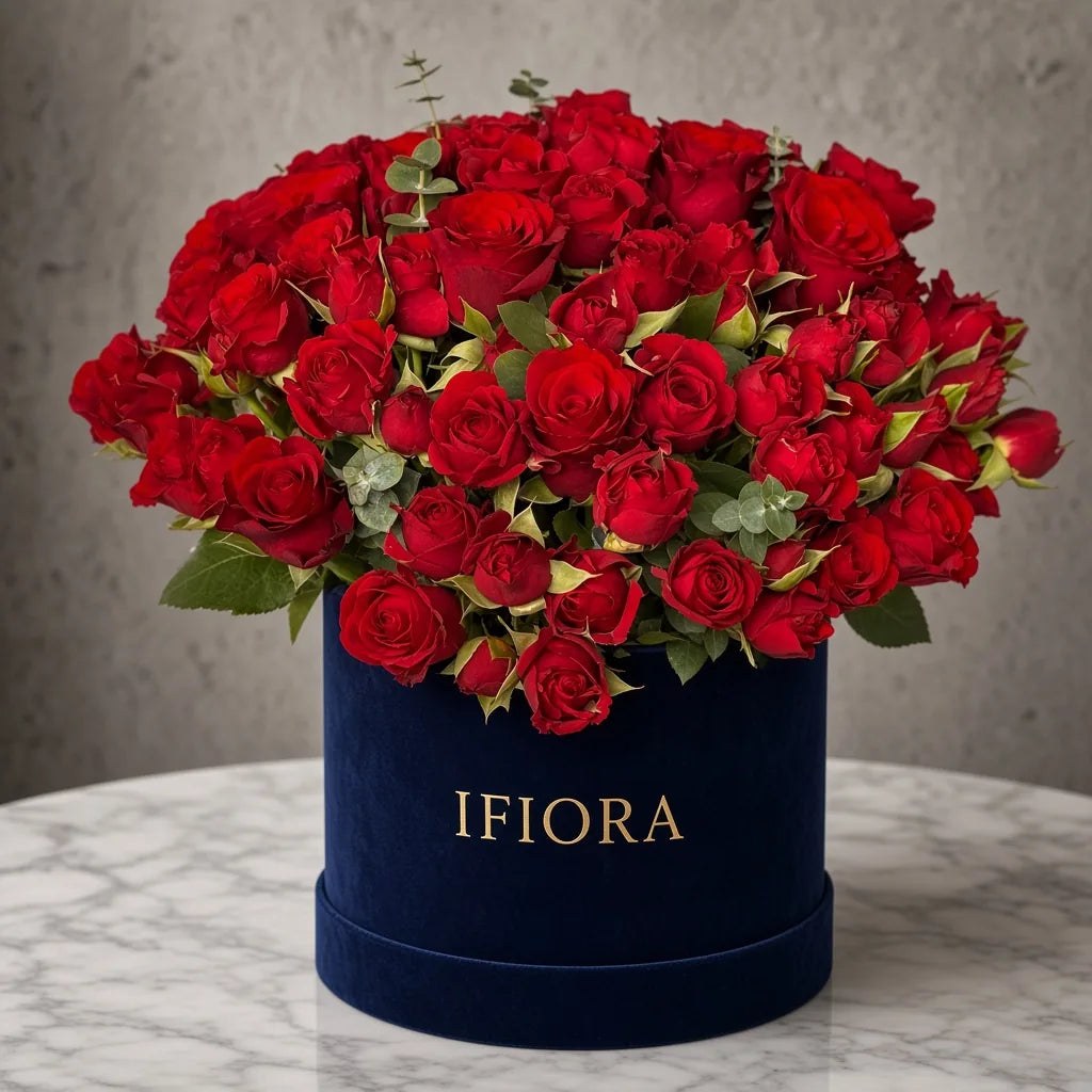 Karmazynowa miłość – róże w pudełku (Crimson Love – Roses in a Box)