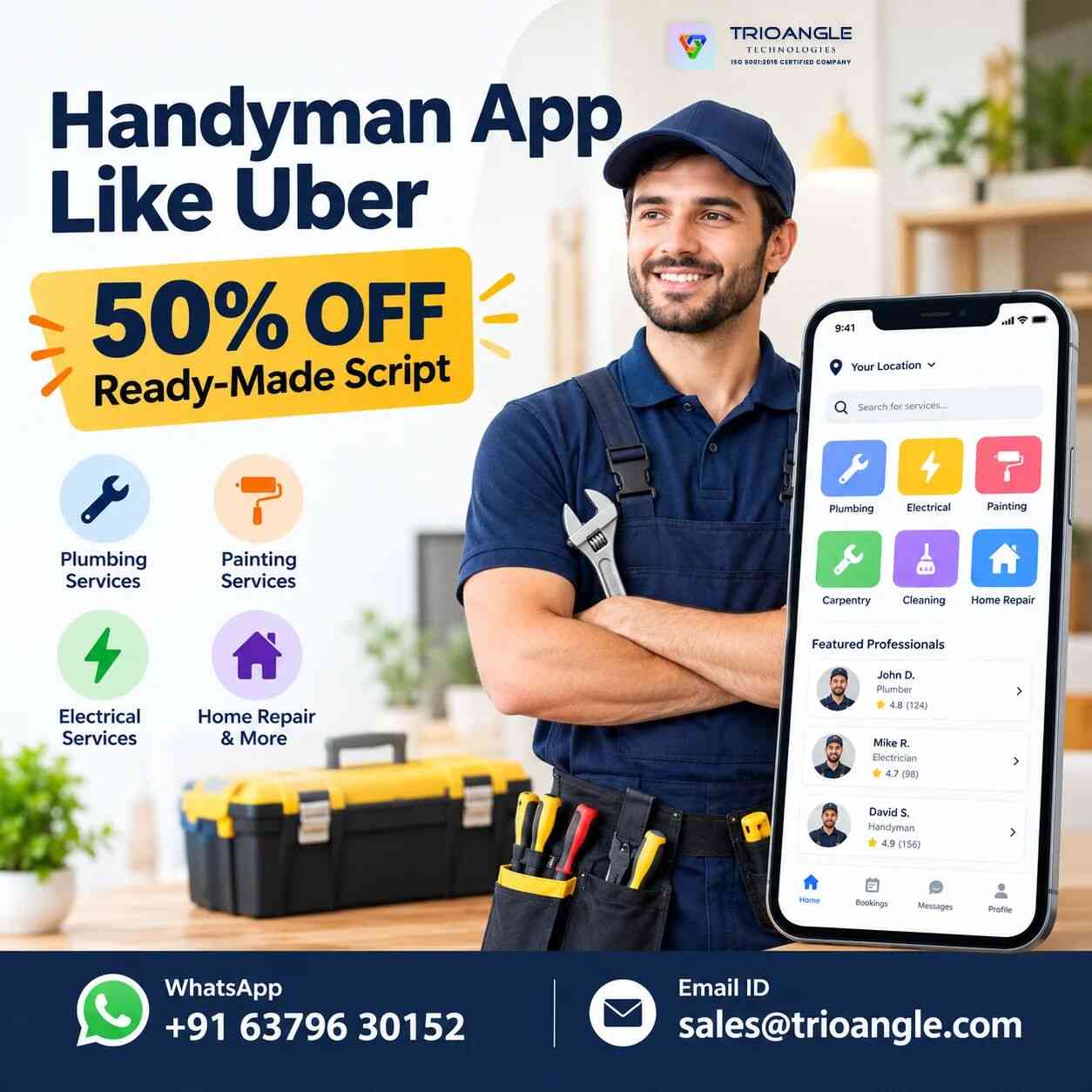 Handyman App Like Uber | 50% OFF Ready-Made Script